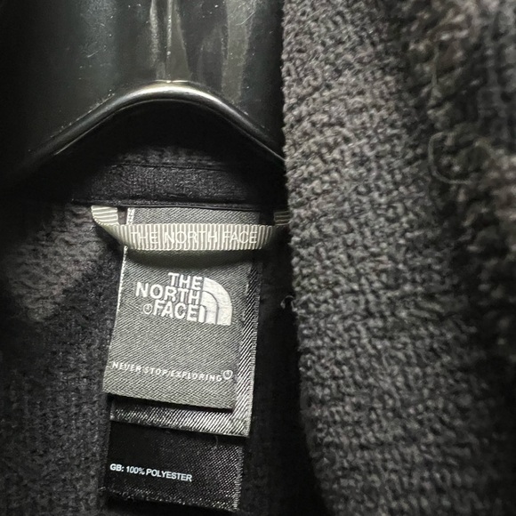 The North Face Jacket Women's Black Gray Terry Fleece Zip Front Tie waist - Picture 12 of 13